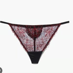 Salvage X Fenty Elegant Black and Red Lace Thong